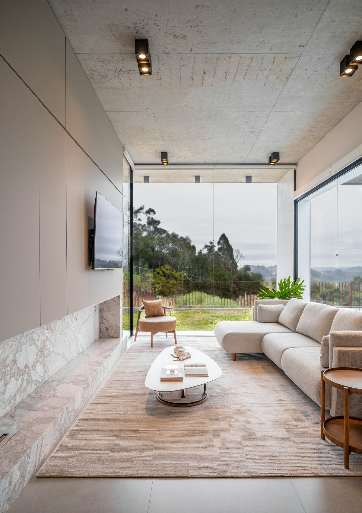 Open-plan living and dining area